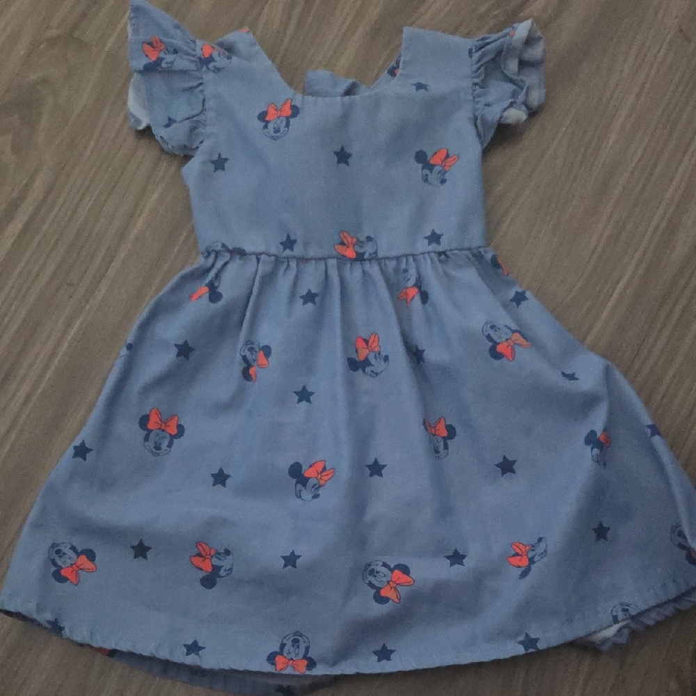 Disney Blue Ruffled Tiered Sundress with Flutter Sleeves